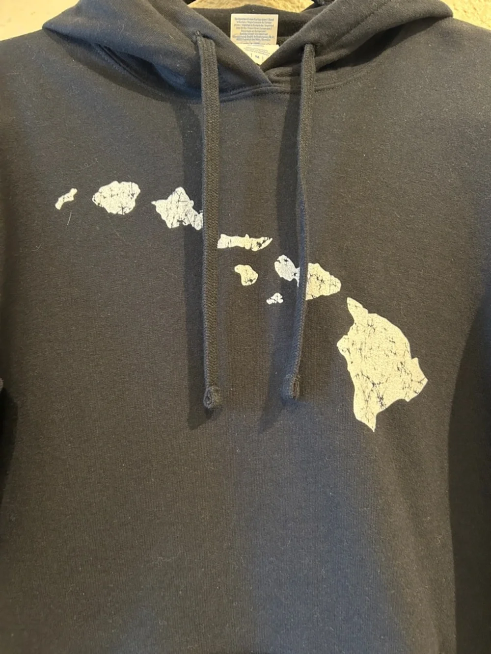 Port and Company Navy Hoodie with White Hawaii Map - Picture 2 of 5